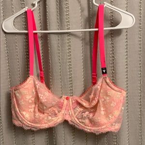 Light and hot pink lace underwire VS bra